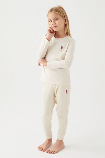 U.S. Polo Assn. Σετ πιτζάμες για κορίτσια με λευκό μακρυμάνικο