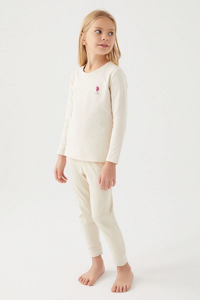 U.S. Polo Assn. Σετ πιτζάμες για κορίτσια με λευκό μακρυμάνικο