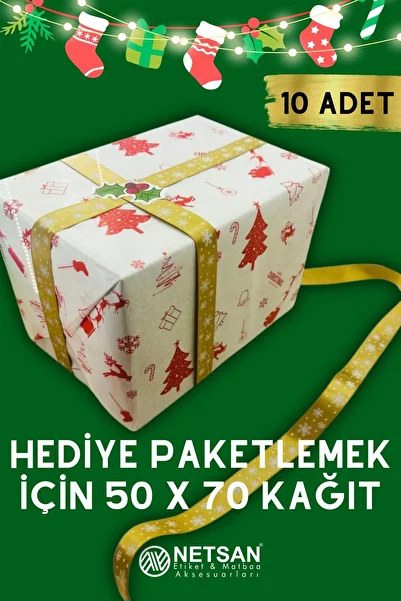 Netsan Etiket New Year's Themed 10 Pieces Red Color 50X70 cm Plush Paper