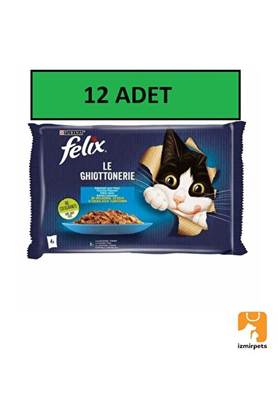 FELIX FELİX Felix Multipack Somonlu ve Ton Balıklı 4x85 gr 12'li Yetişkin Ked...