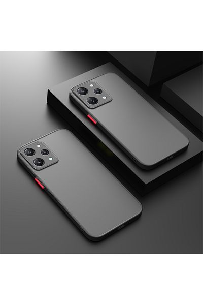 Fibaks حافظة هاتف Xiaomi Redmi 12 4G غير لامعة مضادة لبصمات الأصابع وغطاء سيليكون لحماية الكاميرا مع مفاتيح ملونة