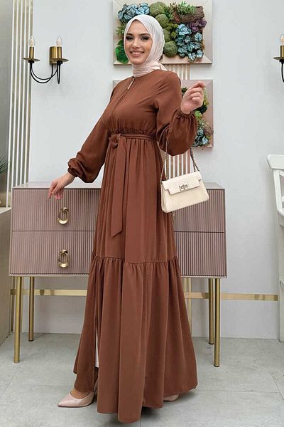 Bym Fashion Φόρεμα βολάν BYM1 Μαύρισμα