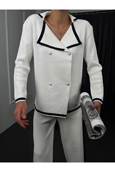 Del La Rose Mooi Boutique lábszár hasított részletes kötöttáru Jery öltöny 0183 - fekete