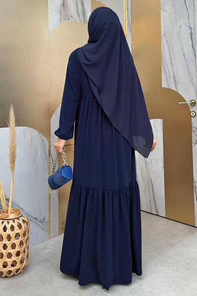Bym Fashion Φόρεμα βολάν BYM1 Navy Blue