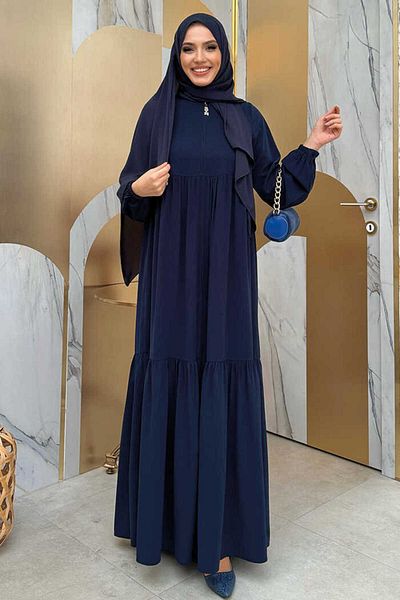 Bym Fashion Φόρεμα βολάν BYM1 Navy Blue