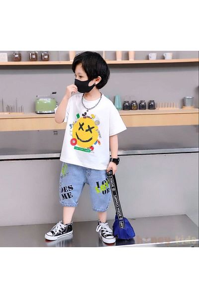BENROMA 1 tricou este un cadou pentru achiziții de 6 și mai sus în coș - Tricou pentru copii cu fața zâmbitoare imprimată