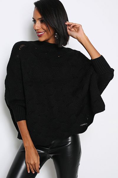 AVORWE Pulover Poncho din tricot Jacquard