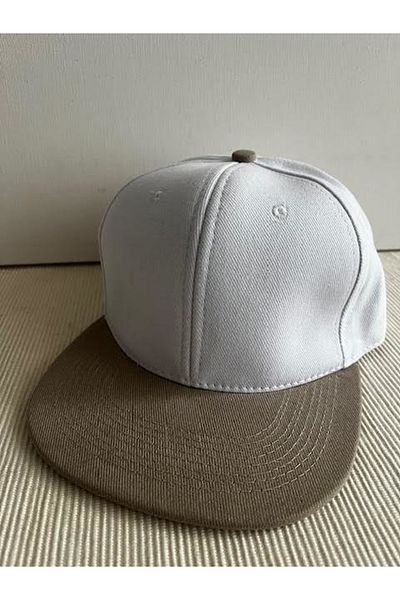 CosmoOutlet Two-Color Basic Adjustable Beige-White Hip Hop Cap With Back