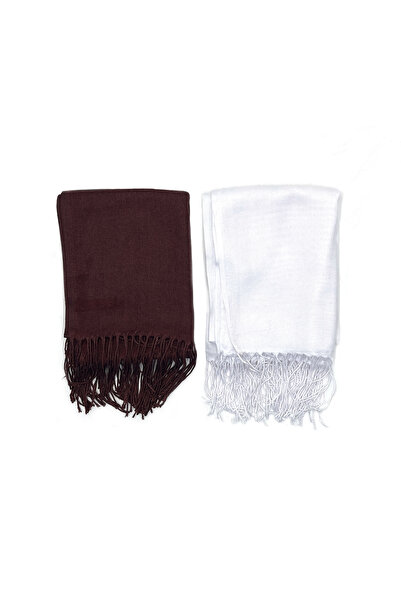 nazipek Set 2 șal pashmina bumbac viscoză 180x70 cm cu ciucuri de înaltă cali...