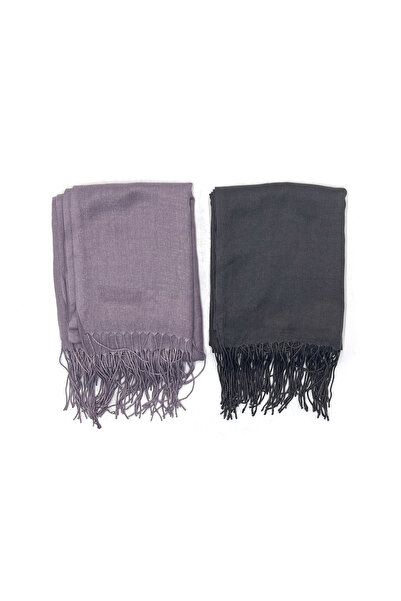 nazipek Set 2 șal pashmina bumbac viscoză 180x70 cm cu ciucuri de înaltă cali...