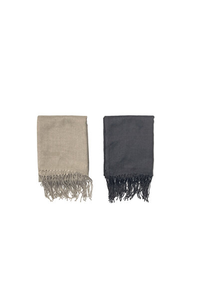 nazipek Set 2 șal pashmina bumbac viscoză 180x70 cm cu ciucuri de înaltă cali...