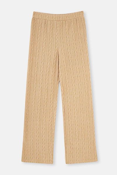 Dagi Hellbraune geflochtene Hose mit weitem Bein