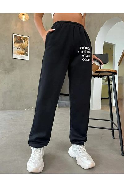 DURAN SPORT Μαύρο ψηλόμεσο γυναικείο φούτερ Jogger