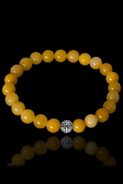 Tesbih Atölyesi Citrine Stone Drummed Bracelet - Certified and Silver Apparatus