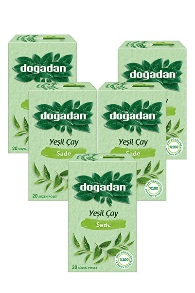 Doğadan 5 عبوات شاي أخضر عادي 20 كيسًا مفلترًا