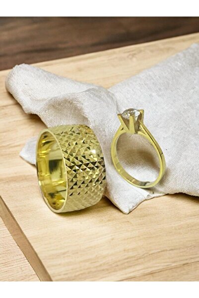 Alyans Gümüş Evi 8 Mm Bombe Işlemeli Tektaş Hediyeli Alyans