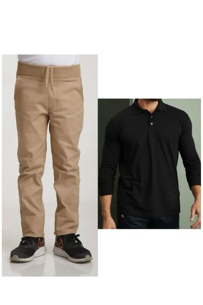 Ümiteks world of clothes Унисекс детски ученически панталон от лен, бежов, с ...