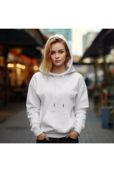 Kapüşonlu Şardonlu 3 İplik Kadın Sweatshirt