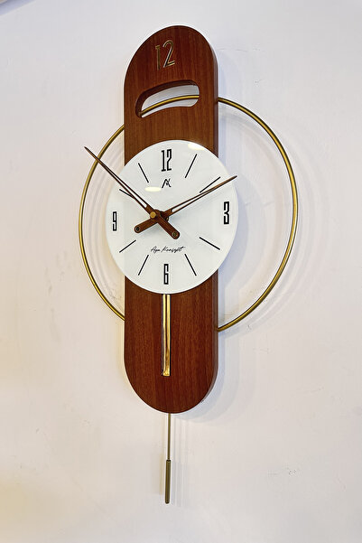 SEVİNÇ KONSEPT Mir Time Gold Metal, Cam Göbek, Ceviz Rengi Ahşap, Özel Tasarı...