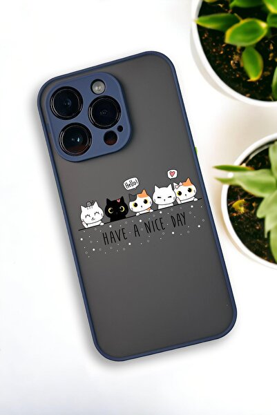 mooodcase iPhone 12 Pro Max Uyumlu Şirin Kedicikler Desenli Buzlu Şeffaf Lüx Telefon Kılıfı