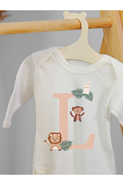 Lotus Baby Long Sleeve 100% Cotton L Letter Animal Design Baby Bodysuit