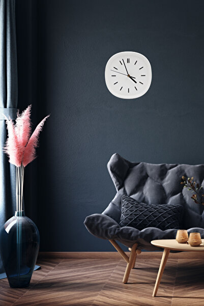 Apricity Dekoratif Renkli Kare Beton Duvar Saati 26 Cm - Beyaz