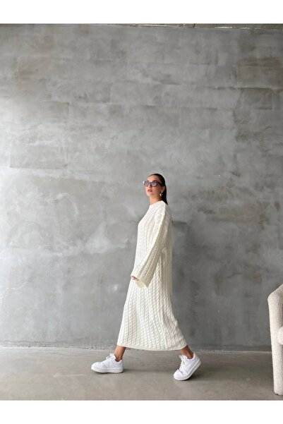 iyiness elbise, saç örgülü triko elbise, iyiness triko elbise