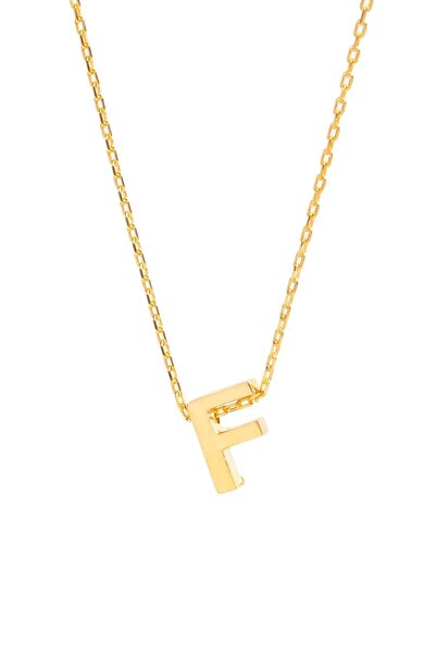 Şimal Silver Kadın 925 Ayar Gümüş Sarı Zincir F Harf Kolye