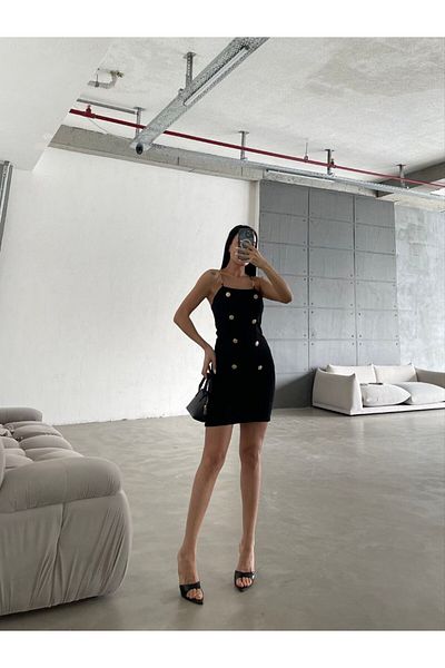 LB Laluna Butik Γυναικείο φόρεμα Chanel με χρυσό λουράκι με κουμπιά