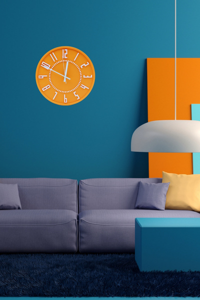 Apricity Dekoratif Renkli Daire Beton Duvar Saati 26 Cm - Turuncu