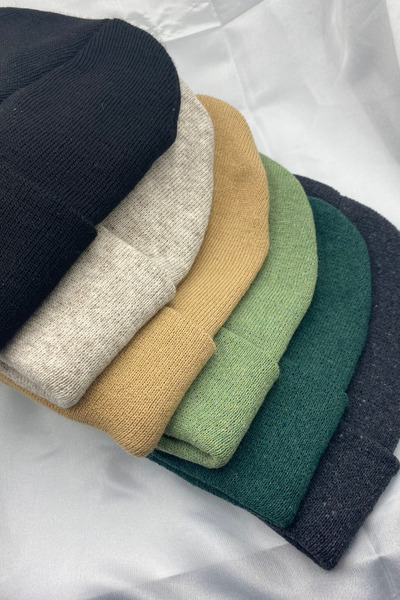 KISCHE Unisex Plain Basic Domestic Production 6-Piece Colorful Beanie