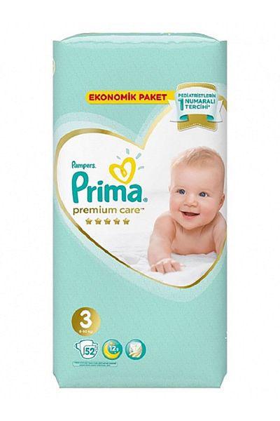 Prima Premium Care Baby Diapers Economical Package Size 3 52 Pieces