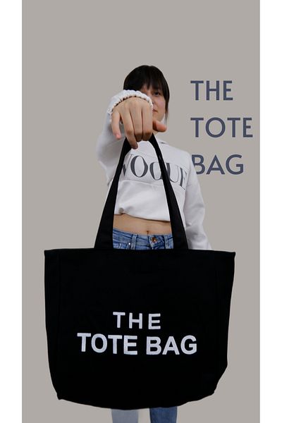 Luvili Black Canvas Tote Bag - Printed and Gusseted