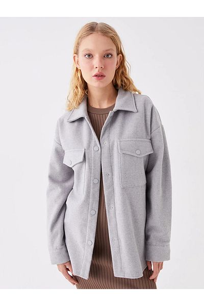 LC Waikiki LCW Casual Plain Long Sleeve Women's Lumberjack Shirt Jacket