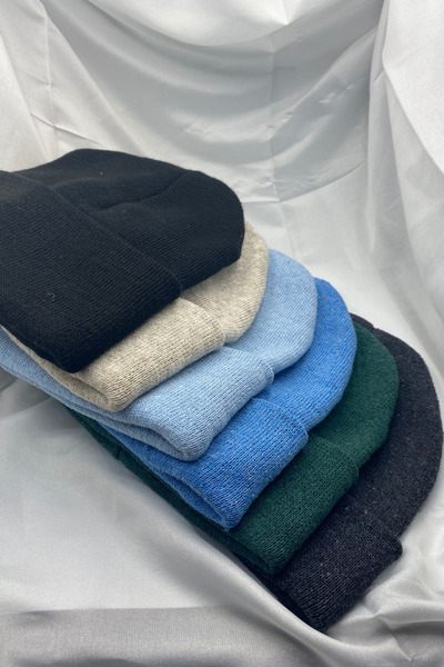 KISCHE Unisex Plain Basic Domestic Production 6-Piece Colorful Beanie