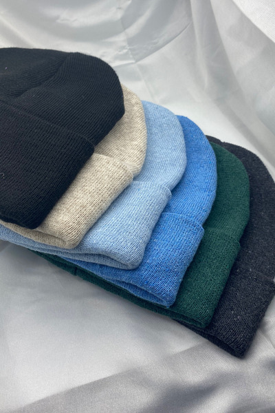 KISCHE Unisex Plain Basic Domestic Production 6-Piece Colorful Beanie