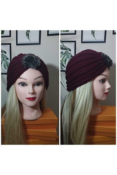 Nympha Ponpon detaylı bone şeklinde triko bere, tüylü düğüm bere