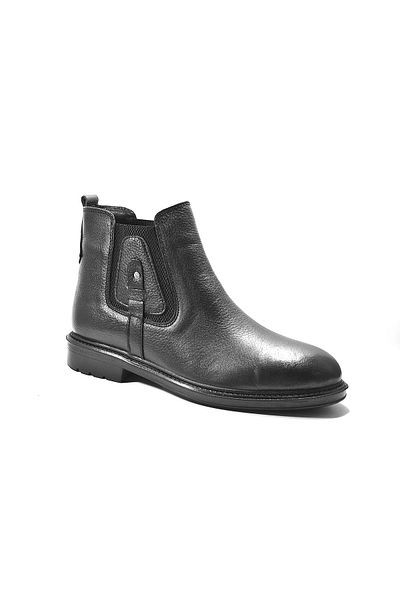 Onlo Ayakkabı K.908 Ανδρικές μπότες casual από γνήσιο δέρμα και μαύρη γούνα