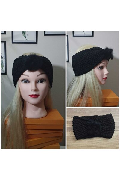 Nympha Лента за коса с помпони, плетена пухкава бандана