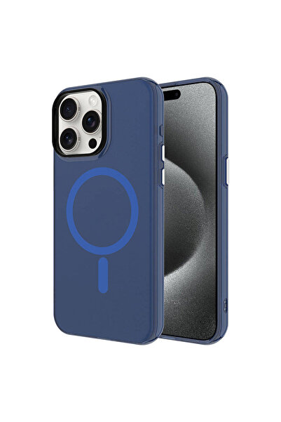Nezih Case Apple iPhone 15 Pro Max Uyumlu Magsafe Şarj Özellikli Buzlu Transp...