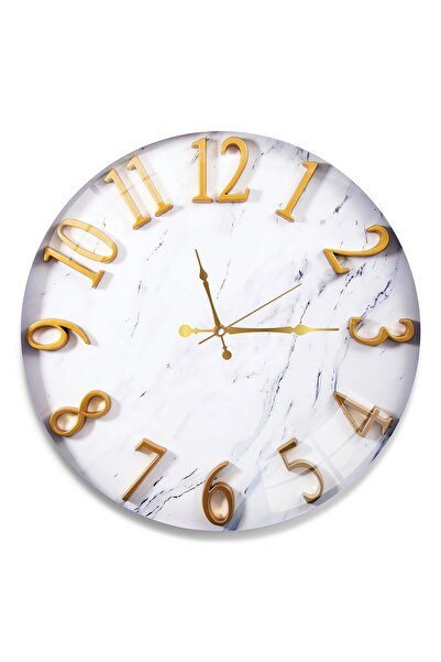 EMYA HOME ساعة زجاجية بنمط رخامي - 40 سم