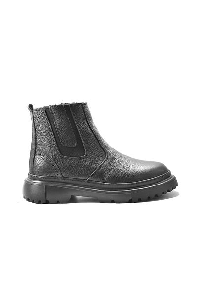 Onlo Ayakkabı K.910 Ανδρικές μπότες casual από γνήσιο δέρμα μαύρη γούνα
