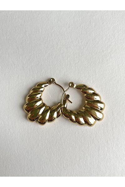 karışık kaset Gold Steel Vintage Mussel Earrings (2 cm)