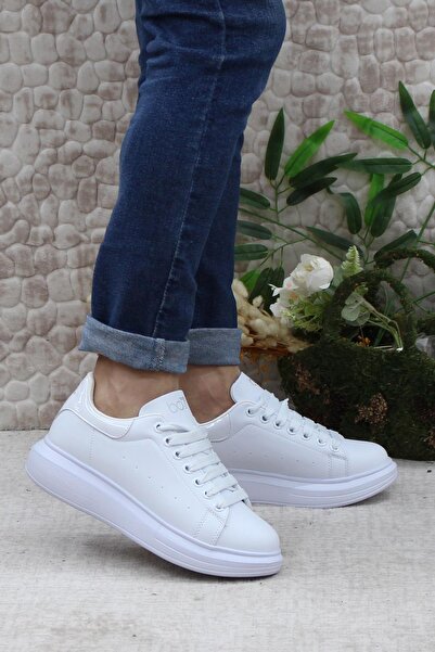 fort Ανδρικά αθλητικά παπούτσια B-150 White Comfortable Thick Sole Sneaker