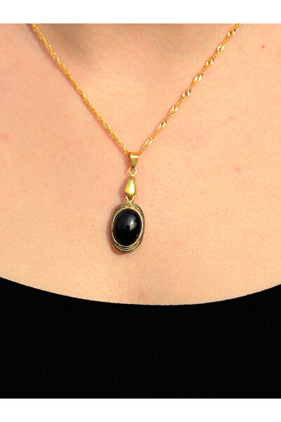 esha Natural Stone Onyx Natural Stone Chain Necklace