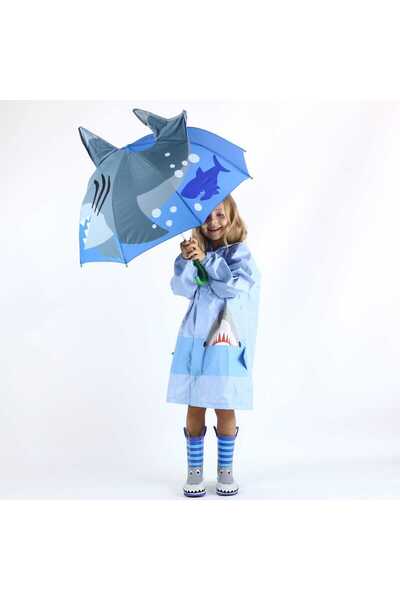 Genel Markalar Sevimli çocuk karikatür şemsiye, mavi renkli, eğlenceli ve kul...