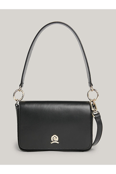 Tommy Hilfiger حقيبة TH Crest جلدية متوسطة الحجم كروس كروس أوفر