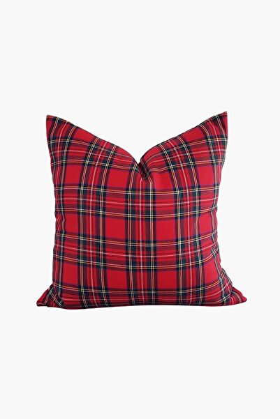 Bc Home Kırmızı Ekose Desenli Yılbaşı Temalı Kare Kırlent Kılıfı 43 x 43 cm,Y...