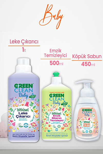 Green Clean U Baby Leke Çıkarıcı 1 L, Emzik Temizleyici 500 ml Ve Köpük Sabun...