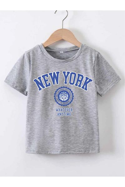 BENROMA 1 Product Is a Gift for Purchases of 6 or More New York Printed Children's T-Shirt